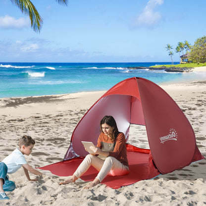 Beach Shelter Pop Up Automatic Beach Tent with Window UV Protection Portable Pop Up Tent, Beach Tent Windshield Sun Protection for 2-3 People Small Pack Size