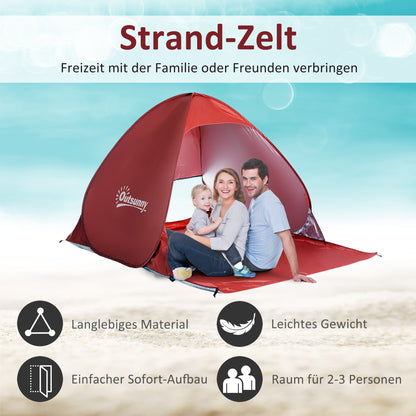 Beach Shelter Pop Up Automatic Beach Tent with Window UV Protection Portable Pop Up Tent, Beach Tent Windshield Sun Protection for 2-3 People Small Pack Size