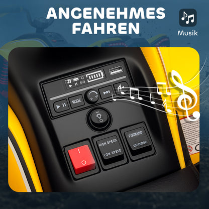 Electric Quad for Kids 12V Kids Quad with 2 Motors, 3-6km/h Ride-On Quad with Suspension, LED Lights, Children's Car with USB, Music for 3-8 Years, Yellow