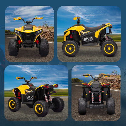 Electric Quad for Kids 12V Kids Quad with 2 Motors, 3-6km/h Ride-On Quad with Suspension, LED Lights, Children's Car with USB, Music for 3-8 Years, Yellow