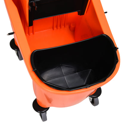 Cleaning Trolley 36 Liter Bucket Mop Bucket Cleaning Cart with Wringer, Orange, 54 x 41 x 91.5 cm