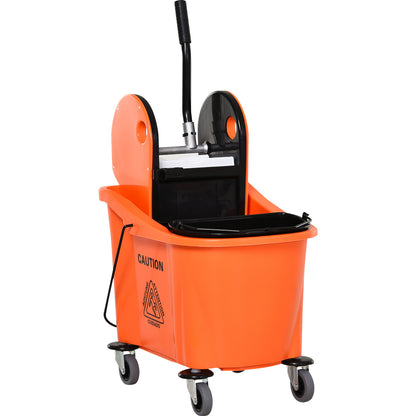 Cleaning Trolley 36 Liter Bucket Mop Bucket Cleaning Cart with Wringer, Orange, 54 x 41 x 91.5 cm
