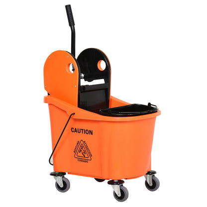 Cleaning Trolley 36 Liter Bucket Mop Bucket Cleaning Cart with Wringer, Orange, 54 x 41 x 91.5 cm