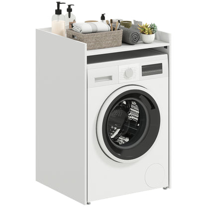 Bathroom Washing Machine Cabinet with Open Shelf — Space-Saving Laundry Niche for Small Bathrooms, 64 x 60 x 97.5 cm (25.2 x 23.6 x 38.4 in), White