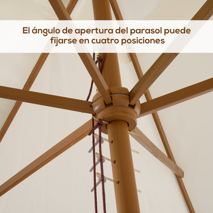 Garden Parasol 295x200 cm with Wooden Pole Bamboo Ribs and Pulley Rectangular Garden Sunshade Waterproof for Patio or Terrace Classic Style White