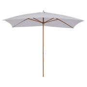 Garden Parasol 295x200 cm with Wooden Pole Bamboo Ribs and Pulley Rectangular Garden Sunshade Waterproof for Patio or Terrace Classic Style White