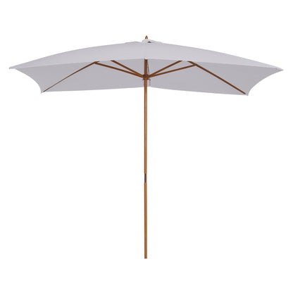 Garden Parasol 295x200 cm with Wooden Pole Bamboo Ribs and Pulley Rectangular Garden Sunshade Waterproof for Patio or Terrace Classic Style White
