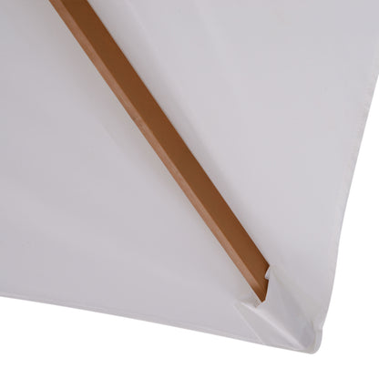 Garden Parasol 295x200 cm with Wooden Pole Bamboo Ribs and Pulley Rectangular Garden Sunshade Waterproof for Patio or Terrace Classic Style White