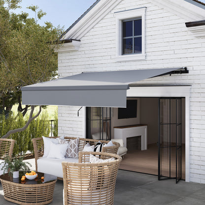 Retractable Manual Awning 3x2 m Outdoor Terrace Adjustable Awning with Crank UV50+ Protection Aluminum and Metal Structure for Balcony Garden Gray