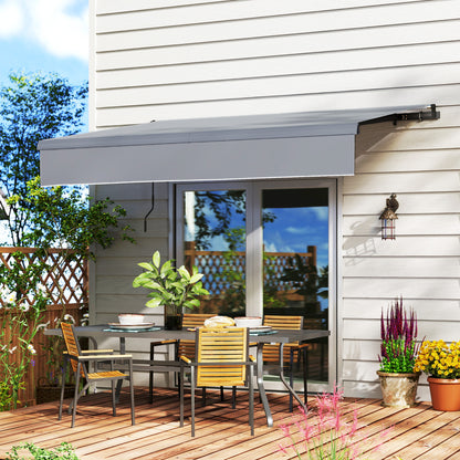 Retractable Manual Awning 3x2 m Outdoor Terrace Adjustable Awning with Crank UV50+ Protection Aluminum and Metal Structure for Balcony Garden Gray