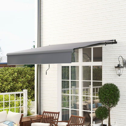 Retractable Manual Awning 3x2 m Outdoor Terrace Adjustable Awning with Crank UV50+ Protection Aluminum and Metal Structure for Balcony Garden Gray