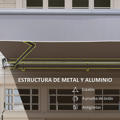 Retractable Manual Awning 3x2 m Outdoor Terrace Adjustable Awning with Crank UV50+ Protection Aluminum and Metal Structure for Balcony Garden Gray