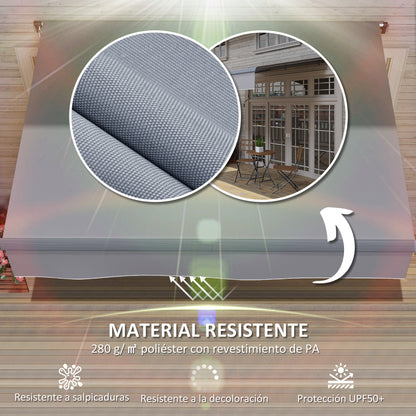 Retractable Manual Awning 3x2 m Outdoor Terrace Adjustable Awning with Crank UV50+ Protection Aluminum and Metal Structure for Balcony Garden Gray