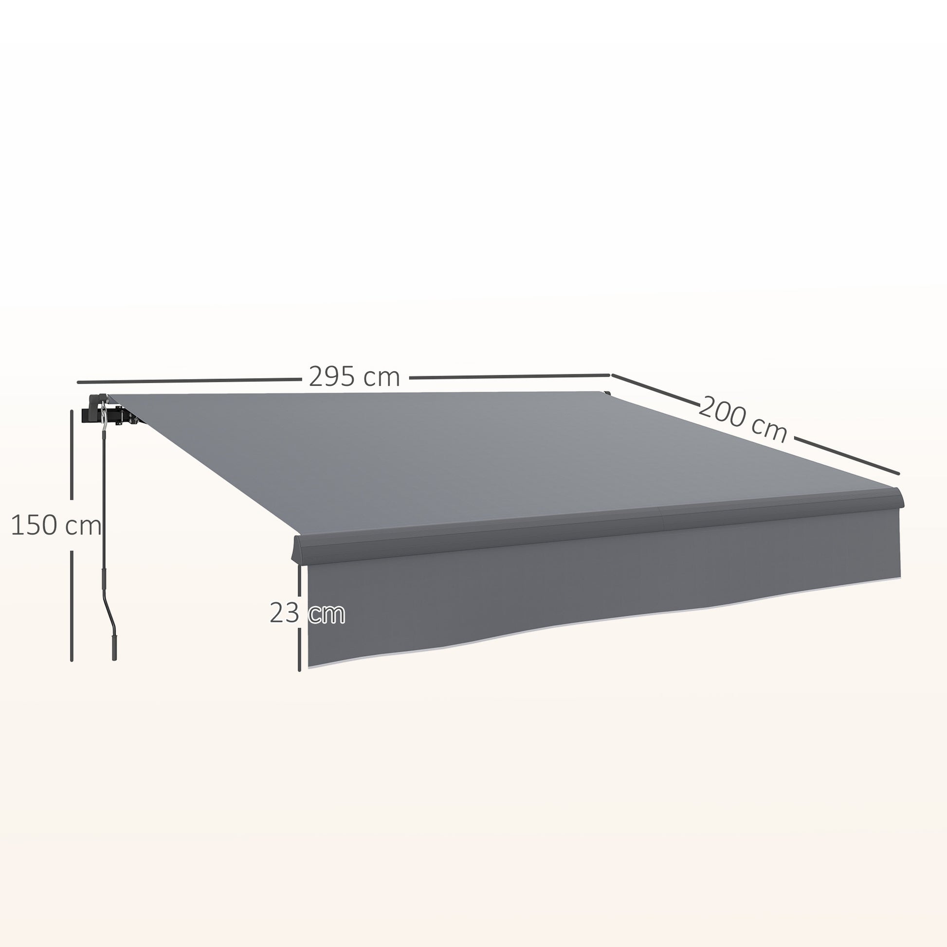 Retractable Manual Awning 3x2 m Outdoor Terrace Adjustable Awning with Crank UV50+ Protection Aluminum and Metal Structure for Balcony Garden Gray
