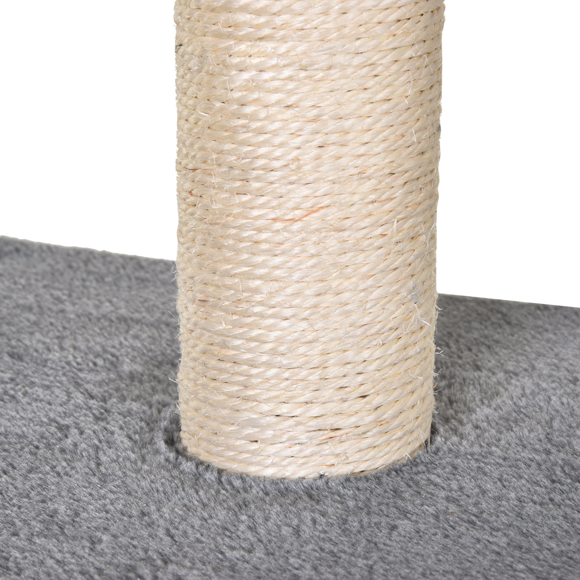 Scratching Tree Equipped with Cozy Cabin, Suspended Bed, and 2 Plush Platforms in Gray and Sisal Rope 60x49x130cm
