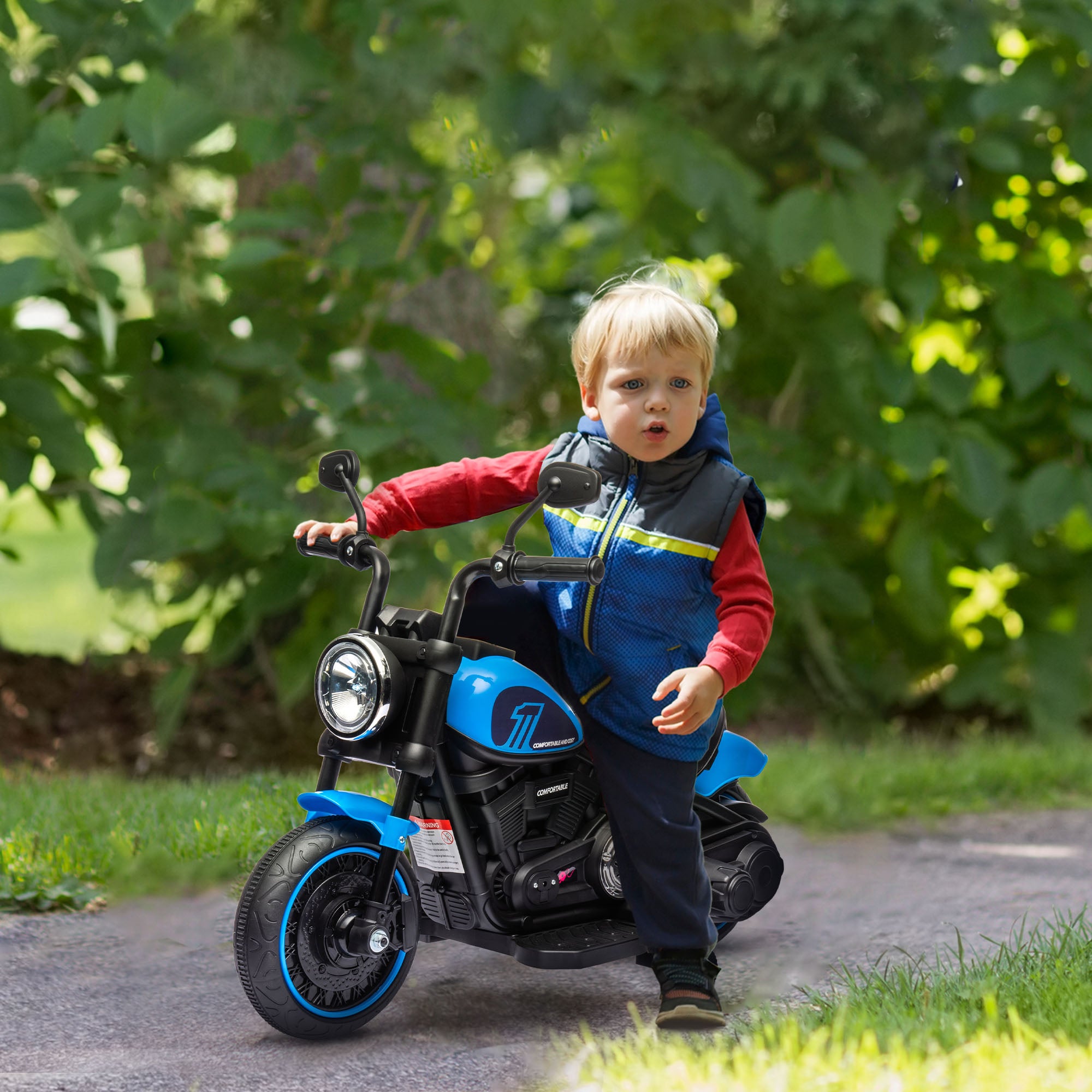 Kids Motorcycle Children's Electric Motorcycle Electric Vehicle Children's Toy with 2 Removable Training Wheels, 3 km/h, for 1.5-3 Years Kids Blue 76 x 42 x 57 cm