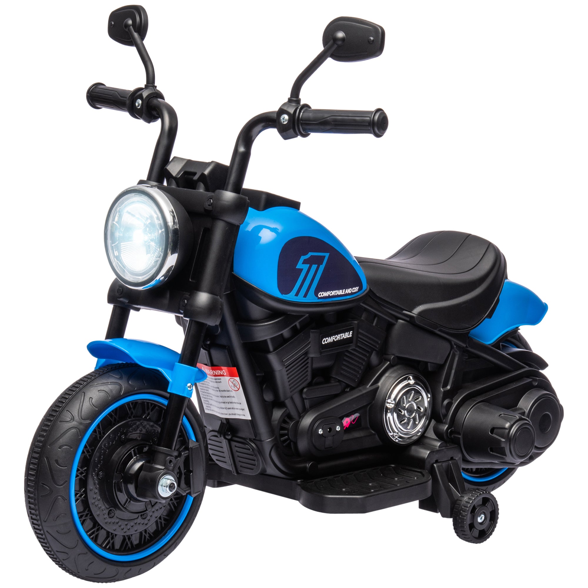 Kids Motorcycle Children's Electric Motorcycle Electric Vehicle Children's Toy with 2 Removable Training Wheels, 3 km/h, for 1.5-3 Years Kids Blue 76 x 42 x 57 cm