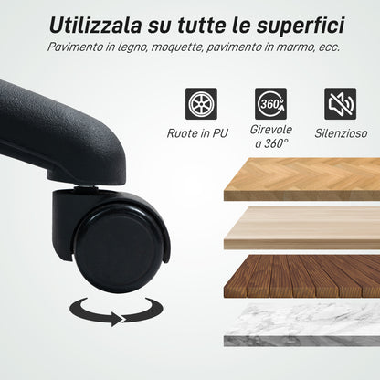 Swivel Office Chair with Footrest Ring and Curved Back, Ergonomic Polyester, Foam, and Plastic Chair, Height Adjustable, 55x58x94 cm, Black