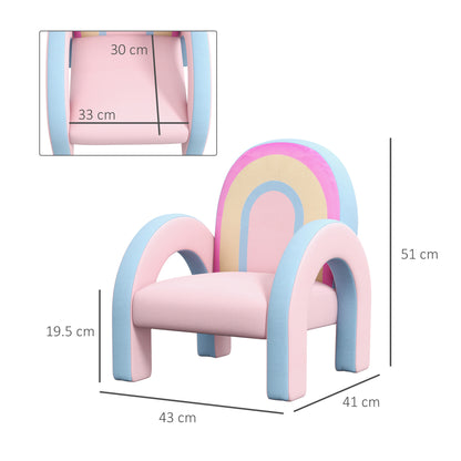 ZONEKIZ Rainbow Shaped Toddler Chair Mini Comfortable Sofa Children's Chair for 1.5-3 Years Old for Bedroom Living Room Load 45 kg 43x41x51 cm Pink