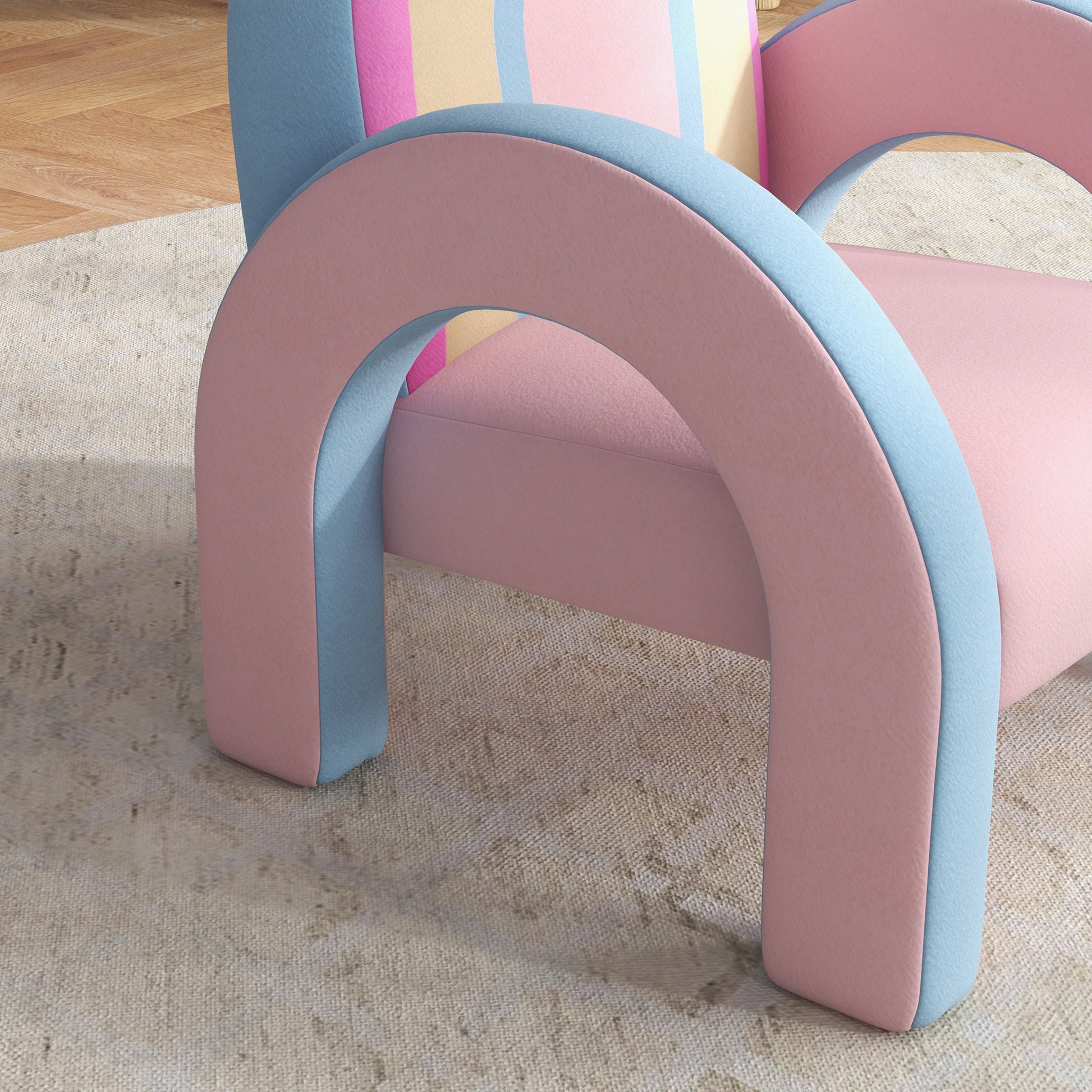 ZONEKIZ Rainbow Shaped Toddler Chair Mini Comfortable Sofa Children's Chair for 1.5-3 Years Old for Bedroom Living Room Load 45 kg 43x41x51 cm Pink