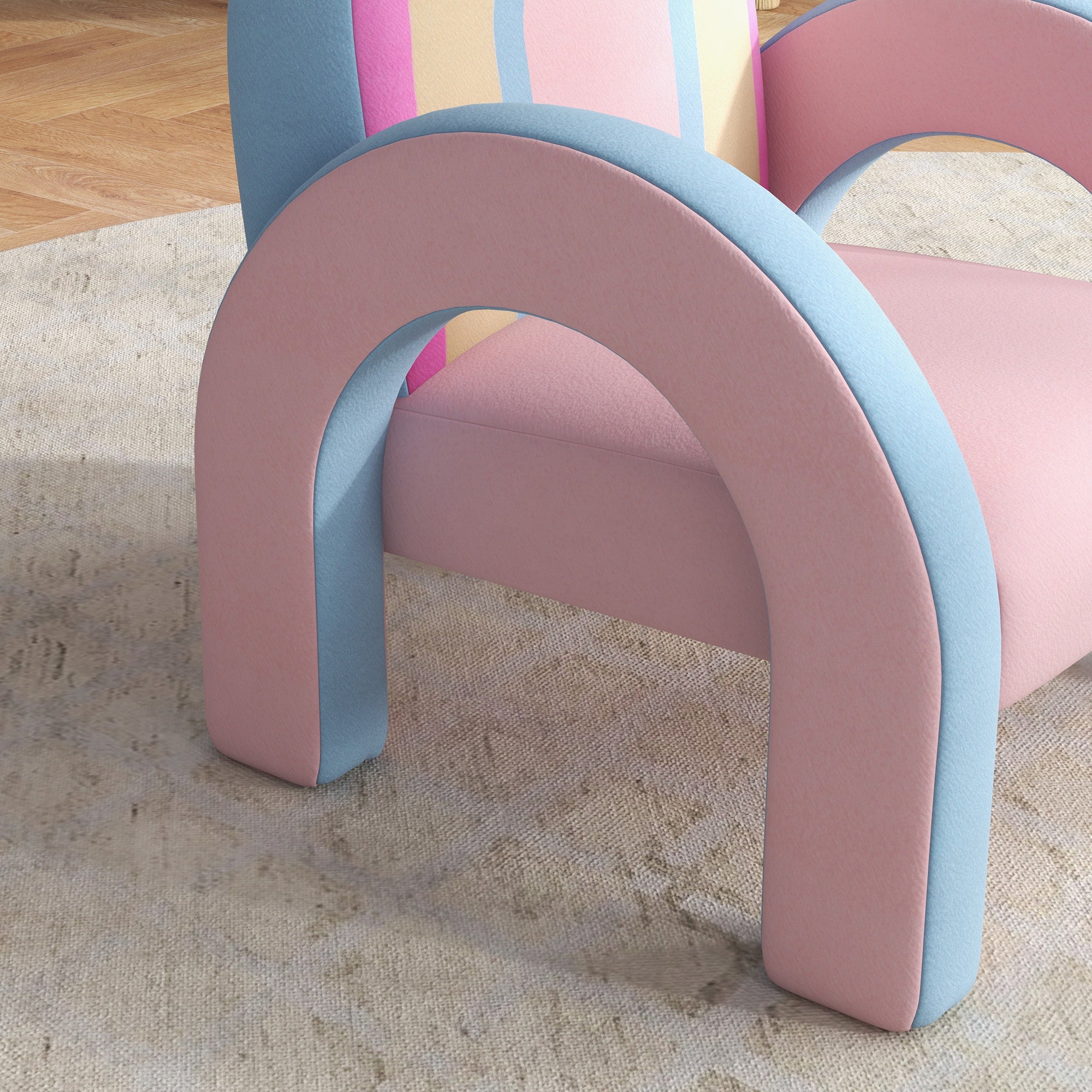 ZONEKIZ Rainbow Shaped Toddler Chair Mini Comfortable Sofa Children's Chair for 1.5-3 Years Old for Bedroom Living Room Load 45 kg 43x41x51 cm Pink