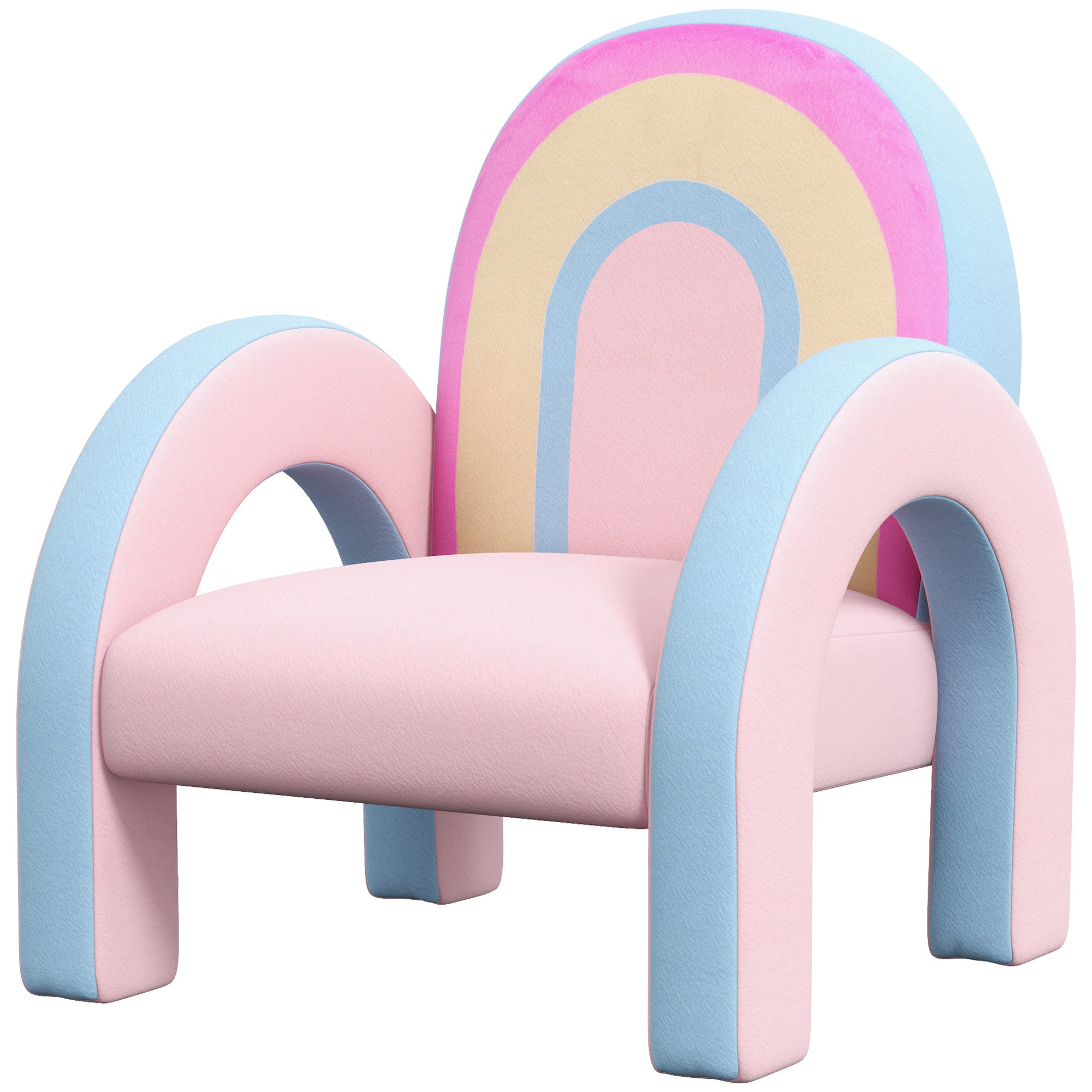 ZONEKIZ Rainbow Shaped Toddler Chair Mini Comfortable Sofa Children's Chair for 1.5-3 Years Old for Bedroom Living Room Load 45 kg 43x41x51 cm Pink