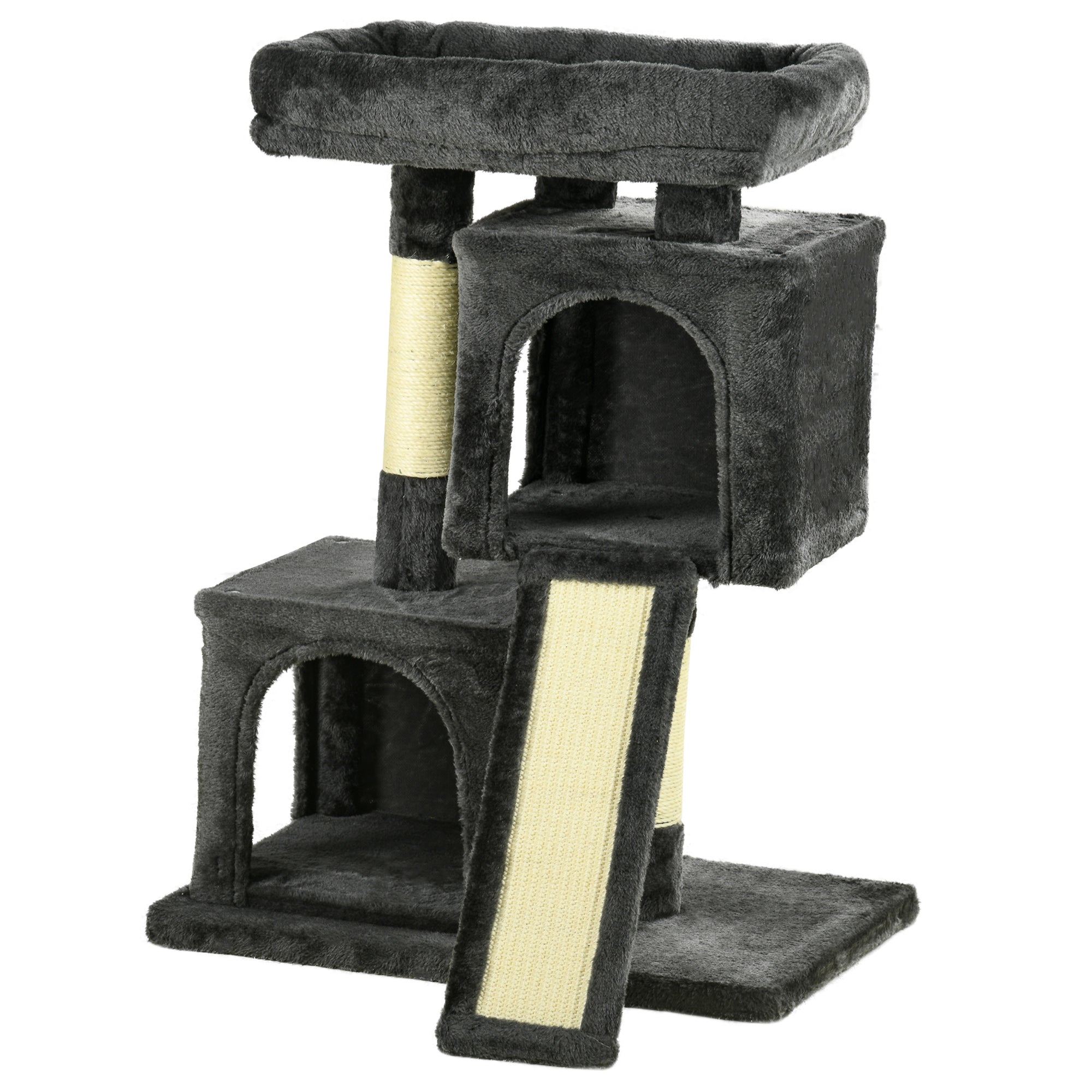 83cm Cat Tree Small Cat Scratching Tree with Sisal Columns, Cat Scratching Tree, Cat Climbing Tree, Cat Tree, Cat Furniture Play Tree for Small Cats, Dark Gray