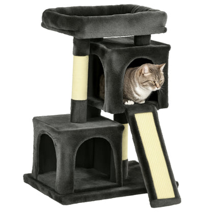 83cm Cat Tree Small Cat Scratching Tree with Sisal Columns, Cat Scratching Tree, Cat Climbing Tree, Cat Tree, Cat Furniture Play Tree for Small Cats, Dark Gray