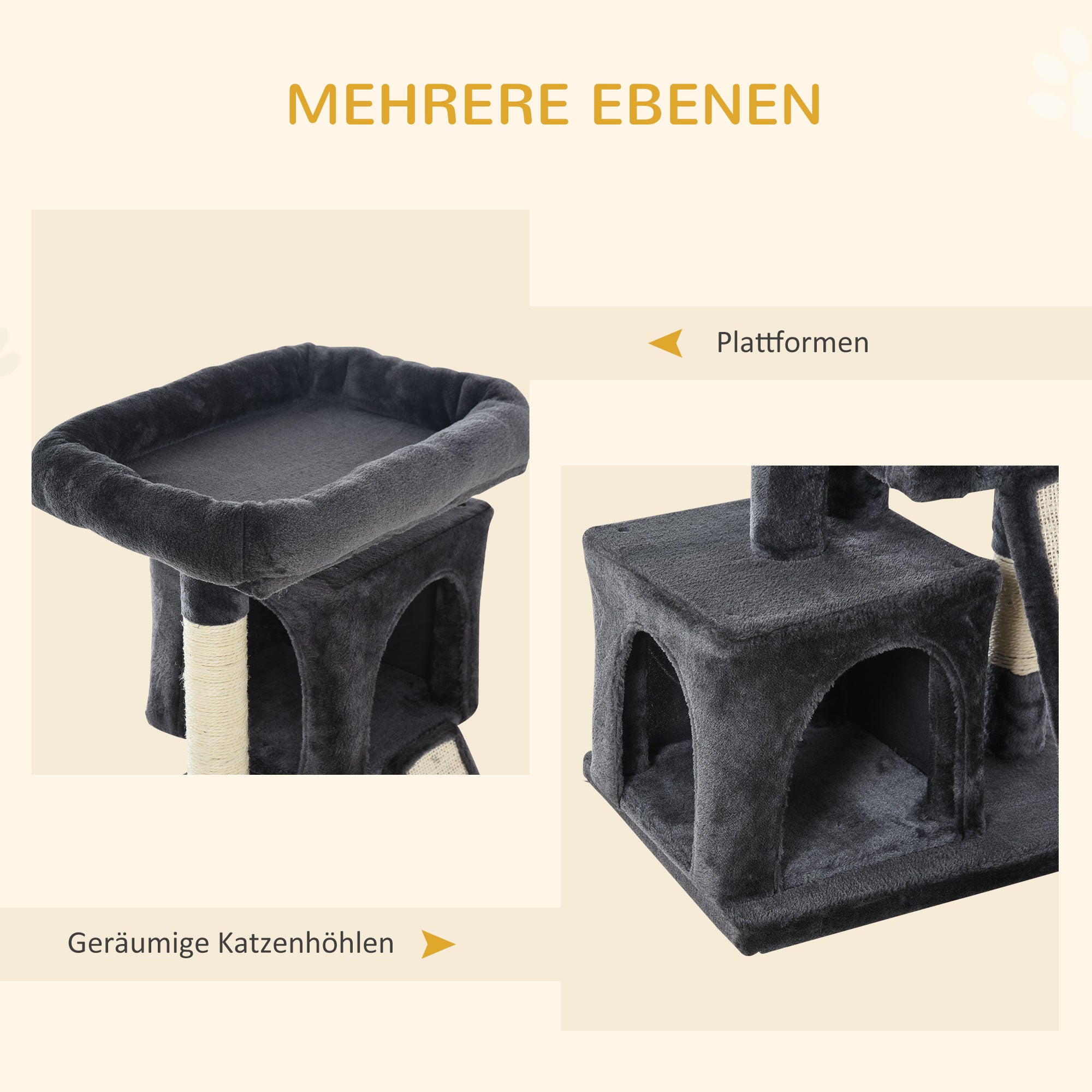 83cm Cat Tree Small Cat Scratching Tree with Sisal Columns, Cat Scratching Tree, Cat Climbing Tree, Cat Tree, Cat Furniture Play Tree for Small Cats, Dark Gray