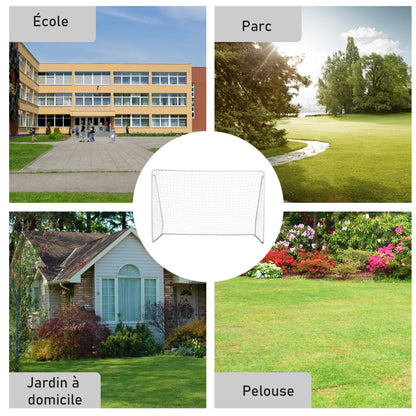 Football Goal - Soccer Goal - Training Goal dimensions 301L x 120W x 200H cm - white epoxy metal frame PE net - stakes included - white