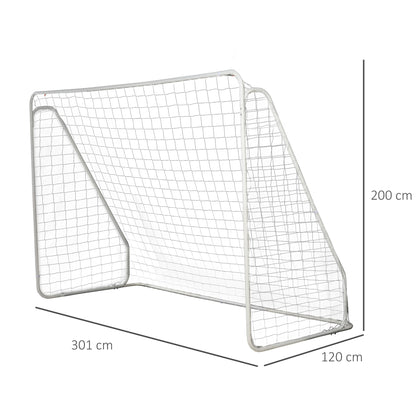Football Goal - Soccer Goal - Training Goal dimensions 301L x 120W x 200H cm - white epoxy metal frame PE net - stakes included - white