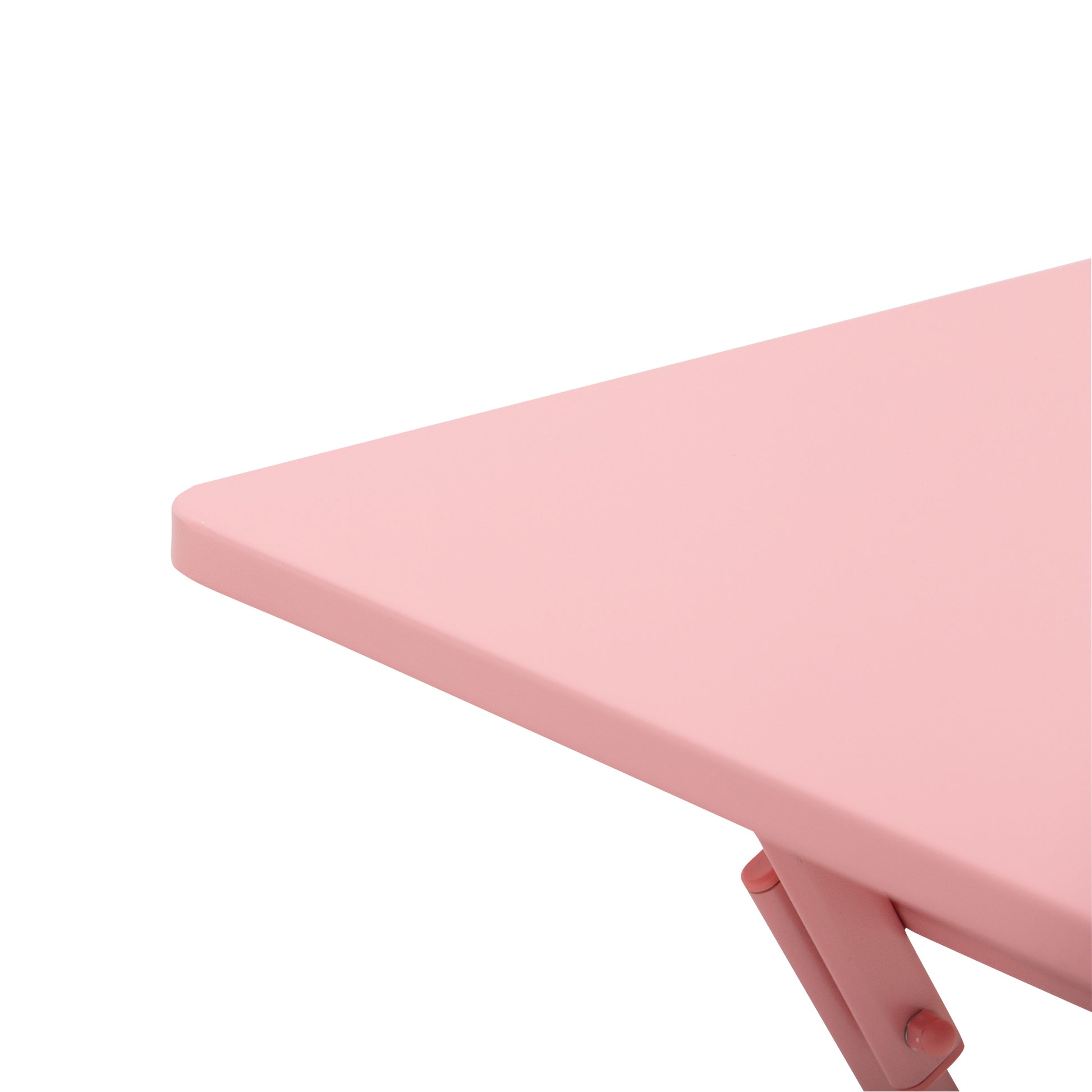 Folding bistro garden furniture set - square table dimensions 60L x 60W x 71H cm with 2 chairs - pink thermolacquered metal