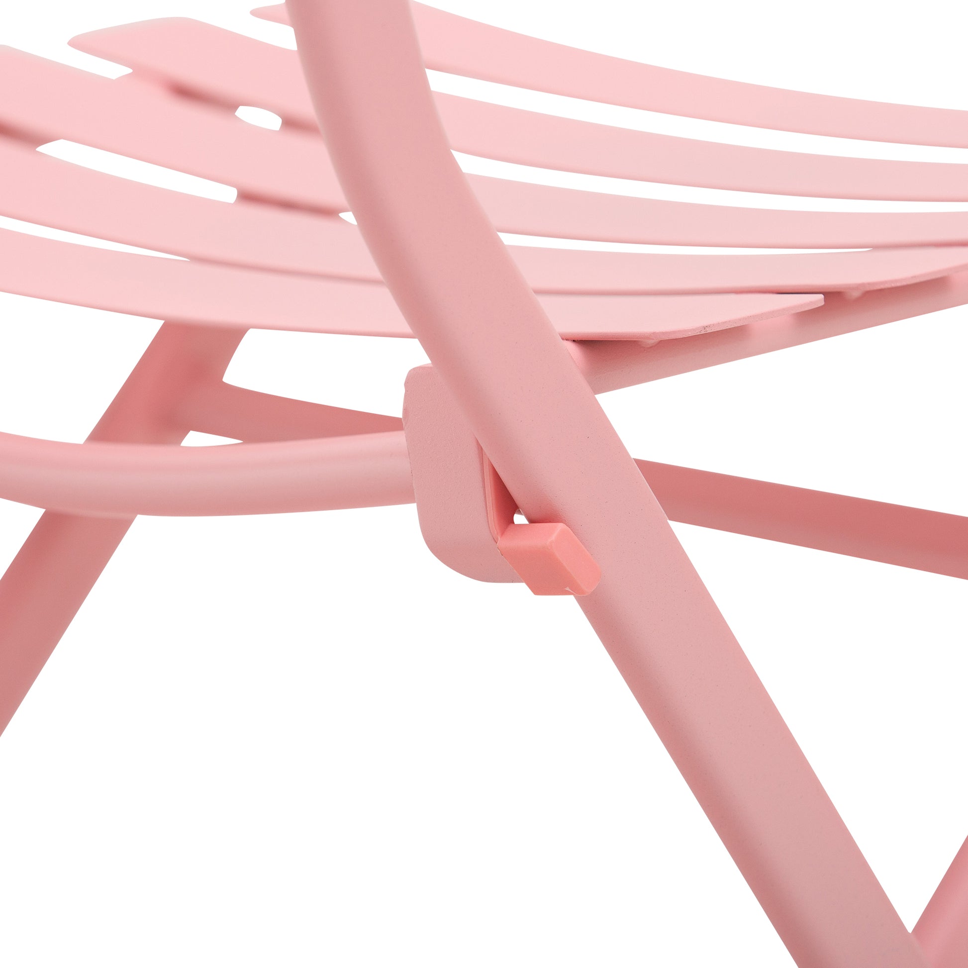 Folding bistro garden furniture set - square table dimensions 60L x 60W x 71H cm with 2 chairs - pink thermolacquered metal