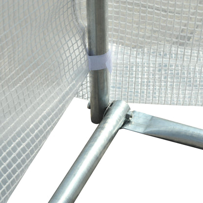 Greenhouse 595x300x200cm Foil Greenhouse Tomato House with Door, Window, Foil Tunnel made of Galvanized Steel, Plant Tunnel, Greenhouse including Ground Anchors Ropes, Garden Tunnel, White