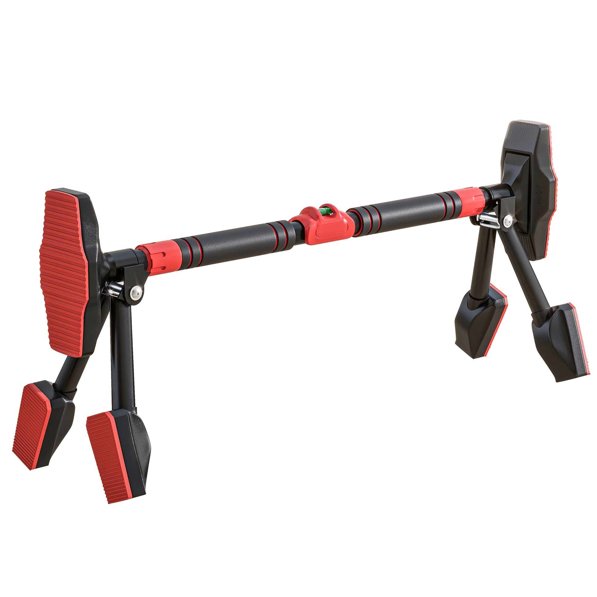 SPORTNOW Pull-Up Bar, Adjustable Pull-Ups with Level Gauge, for Door Frame, with Triangular Support, Maximum Load 225kg, Black, 79-98 x 7.5 x 15 cm