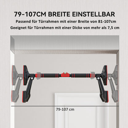 SPORTNOW Pull-Up Bar, Adjustable Pull-Ups with Level Gauge, for Door Frame, with Triangular Support, Maximum Load 225kg, Black, 79-98 x 7.5 x 15 cm