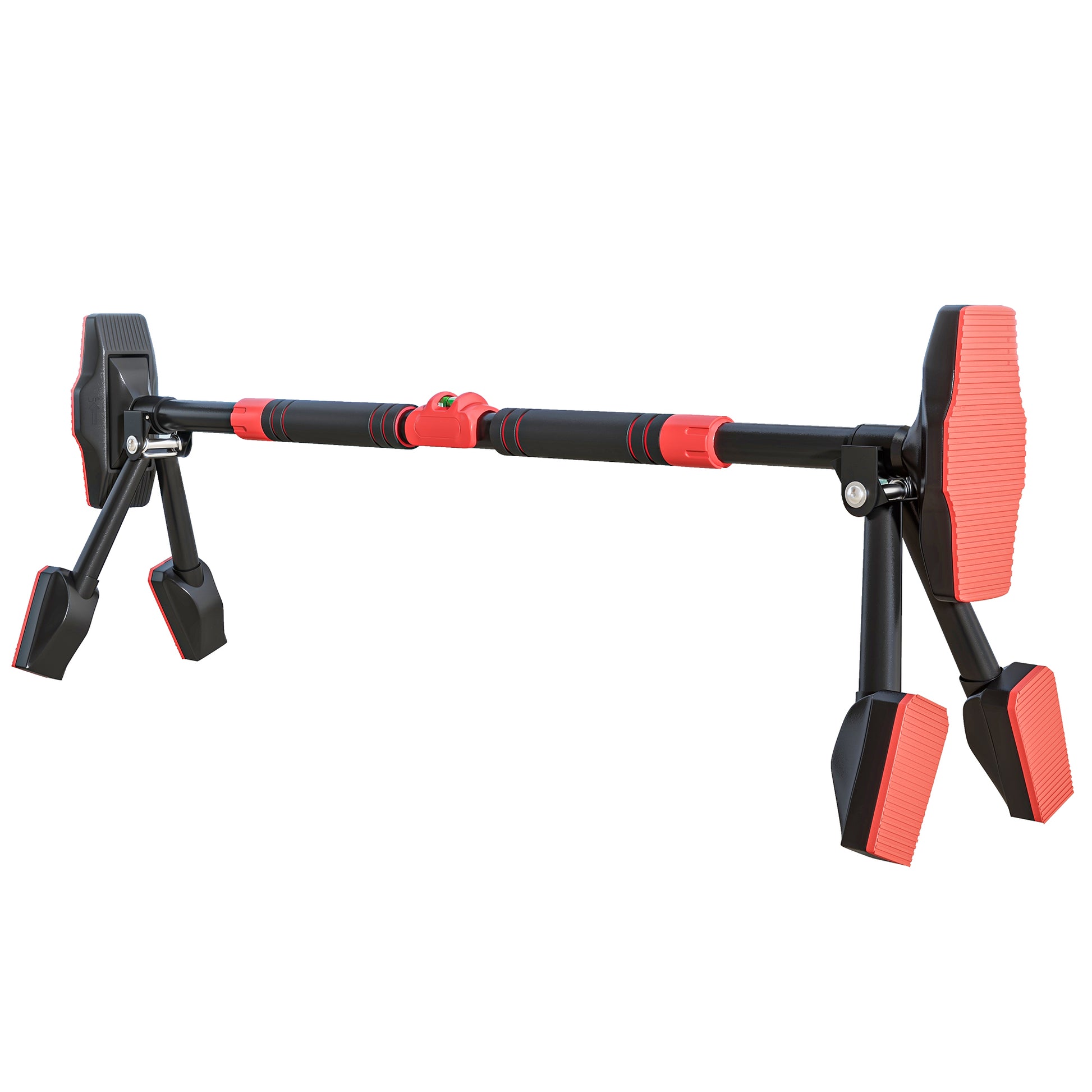SPORTNOW Pull-Up Bar, Adjustable Pull-Ups with Level Gauge, for Door Frame, with Triangular Support, Maximum Load 225kg, Black, 79-98 x 7.5 x 15 cm