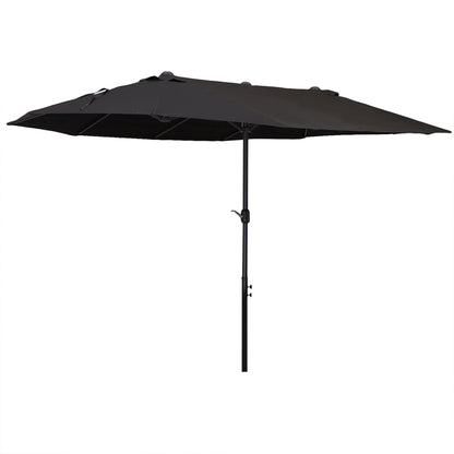 Double Sun Umbrella 455 x 265 cm, UV Protection Sunshade with Hand Crank, Balcony Beach Umbrella Windproof Crank Umbrella Sun Protection for Beach Balcony Garden, Black