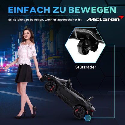 Kids Electric Car 12V McLaren 765LT Toy Car with 2.4G Remote Control, MP3 Music, Electric Vehicle with Horn, Lights, Gullwing Doors, Soft Start, 3-5 km/h, for 3-6 Years Kids, Black