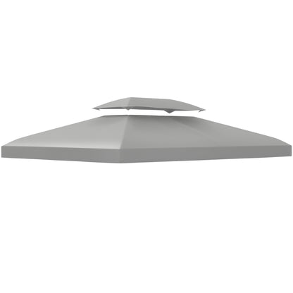 Replacement Roof for Metal Pavilion 3x4m Water-Resistant Pavilion Roof with Double Roof, Replacement Cover for Garden Pavilion Party Tent Gazebo Polyester Light Gray
