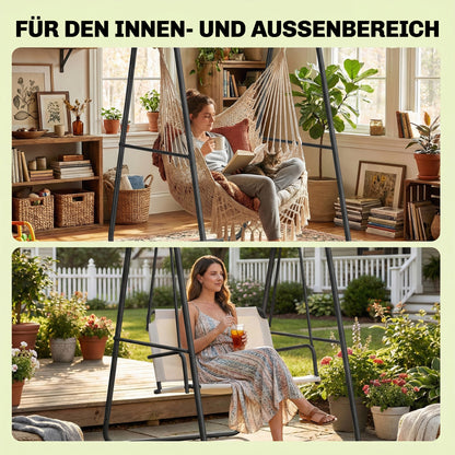 A-Frame Hanging Chair Stand — Steel Frame for Hanging Basket/Chair, Up to 150 kg (330 lb), Indoor & Outdoor, Black