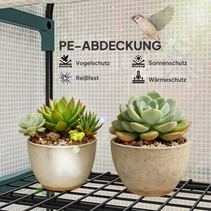 Mini Greenhouse with Shelves, PVC Cover & Roll-Up Door — Winter-Proof Tomato House for Balcony & Garden, 70 x 50 x 160 cm (28 x 20 x 63 in) — White