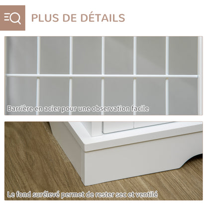 Dog Cage 2-in-1 Side Table with 2 Lockable Doors - 76L x 54.5W x 56H cm - Metal and MDF