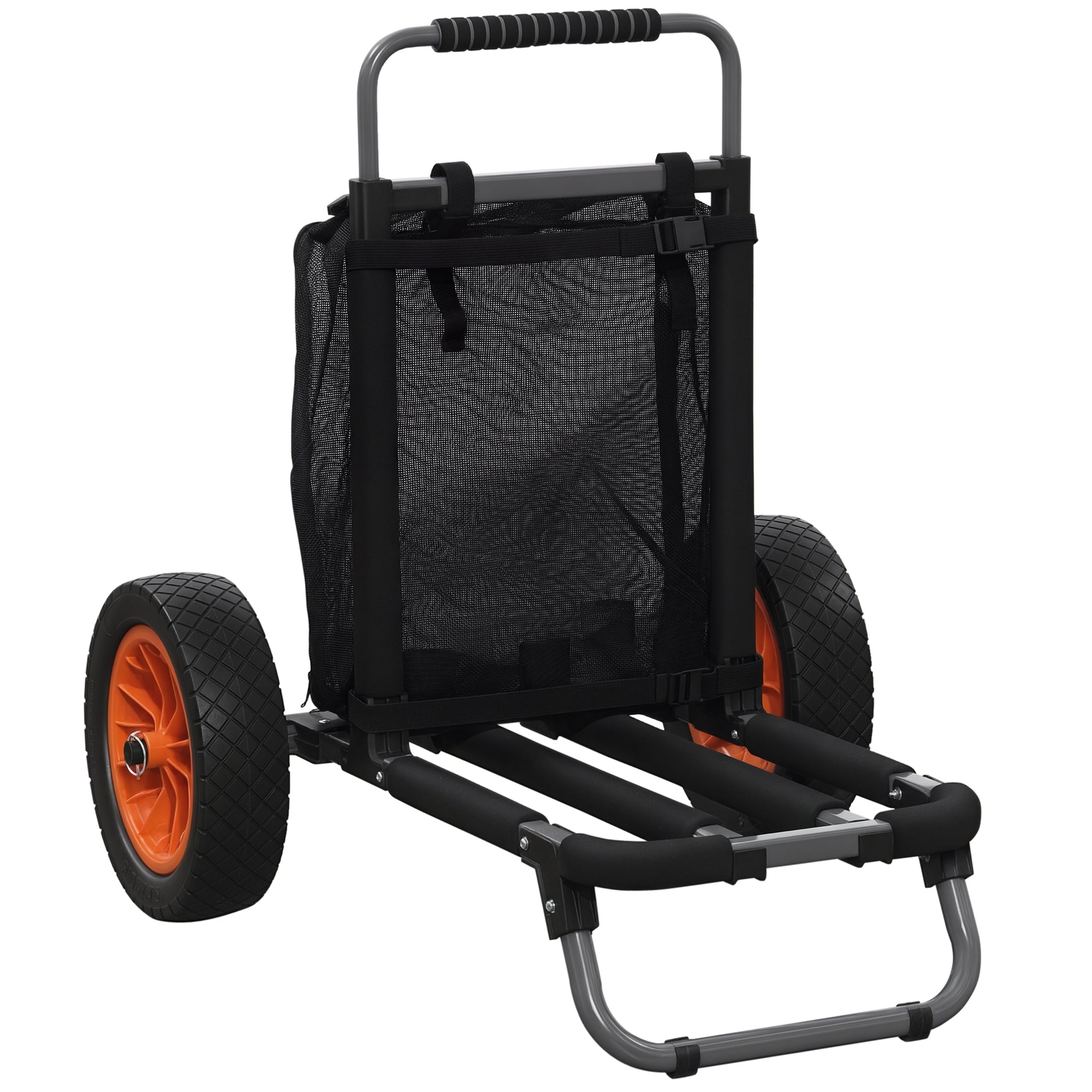 SPORTNOW Folding Beach Wagon made of Aluminum and PU with Mesh Cover, Telescopic Handle and Stand, 82x67x81 cm, Multicolor