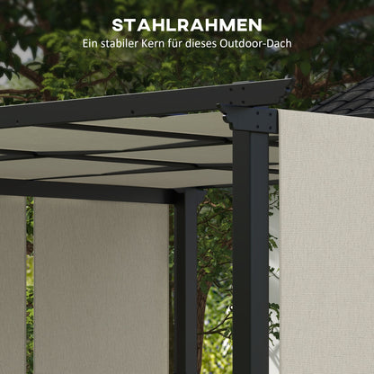 Pergola approx. 11.7 x 9.7 ft Garden Pavilion with Adjustable Roof, Freestanding Metal Patio Canopy for Terrace and Garden, Beige