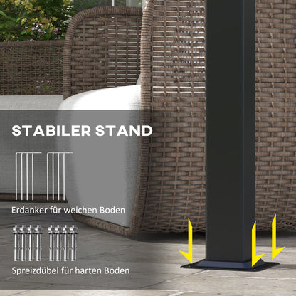 Pergola approx. 11.7 x 9.7 ft Garden Pavilion with Adjustable Roof, Freestanding Metal Patio Canopy for Terrace and Garden, Beige