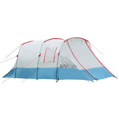 Tunnel Tent for 8 Persons, Camping Tent with Sleeping Cabin, Living Room, Family Tent with Carrying Bag, Groundsheet, Group Tent with 3 Doors, 2000 mm Hydrostatic Head, Blue