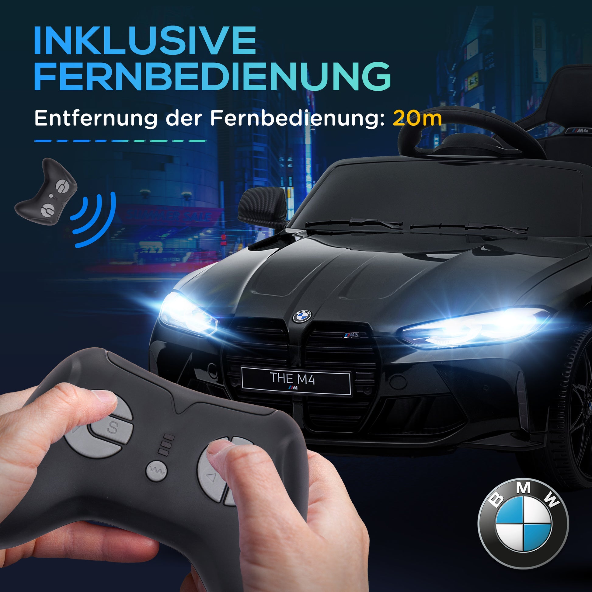 Kids Electric Car 12V Children's Car with 2.4G Remote Control, Suspension, Soft Start, Electric Vehicle with MP3, USB, LED Lights, Horn, 3-5 km/h, for Kids 3-5 Years, Black