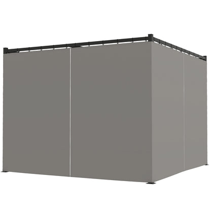 Retractable Roof Pergola Garden Gazebo 10x10 ft with Side Walls Water-Resistant Polyester Canopy Pavilion for Outdoor Garden Patio Terrace Light Gray