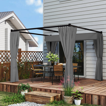 Retractable Roof Pergola Garden Gazebo 10x10 ft with Side Walls Water-Resistant Polyester Canopy Pavilion for Outdoor Garden Patio Terrace Light Gray